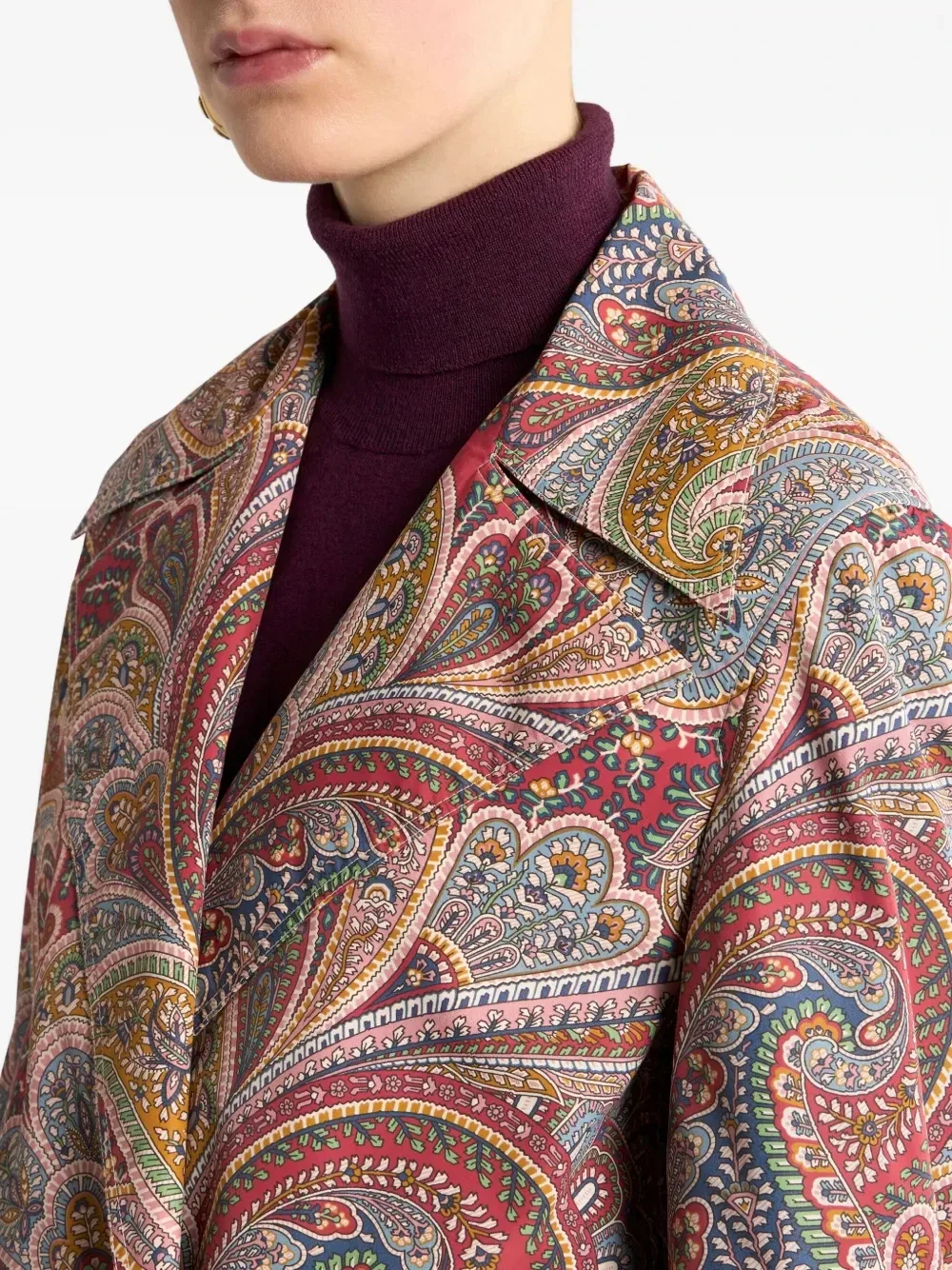 Двубортный тренч с узором пейсли ETRO, красный — фото 4