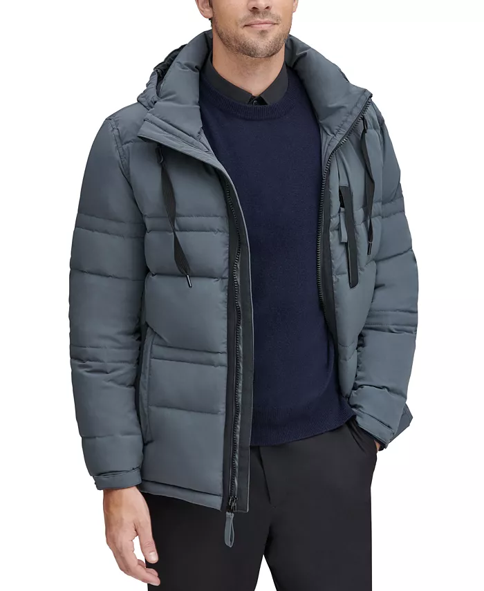 

Мужская пуховая куртка Huxley Crinkle с отстегивающимся капюшоном Marc New York, серый
