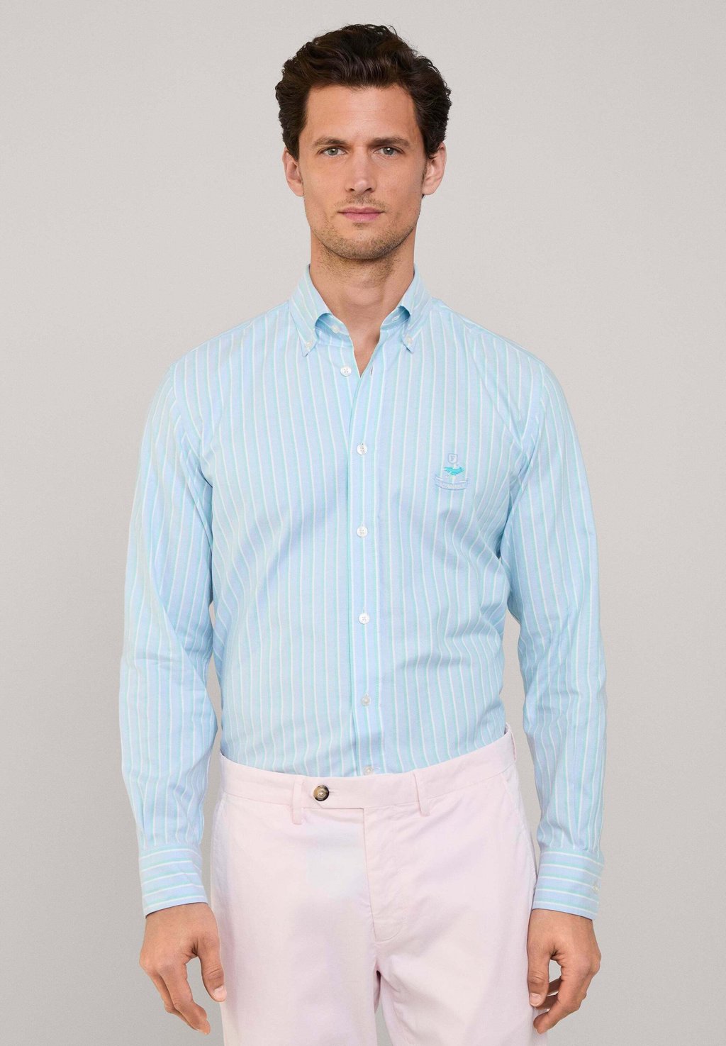 

Рубашка REGULAR FIT REGIMENTAL STRIPED OXFORD Façonnable, цвет Fanfare Green