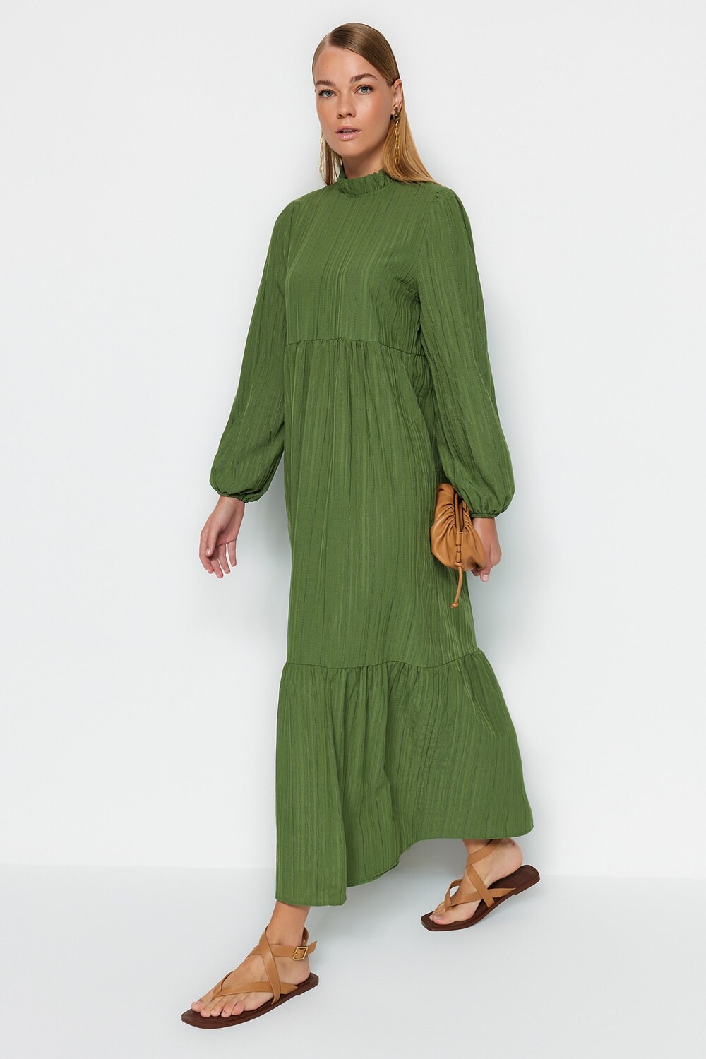 

Платье - Зеленый - А-силуэт Trendyol Modest, зеленый