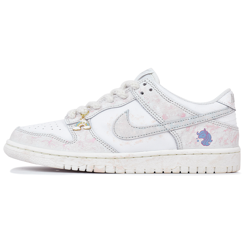 

Nike Детские низкие скейтбордистские кроссовки Dunk Pink Mist Cute Beast, нескользящие, противоударные, износостойкие, розово-белые