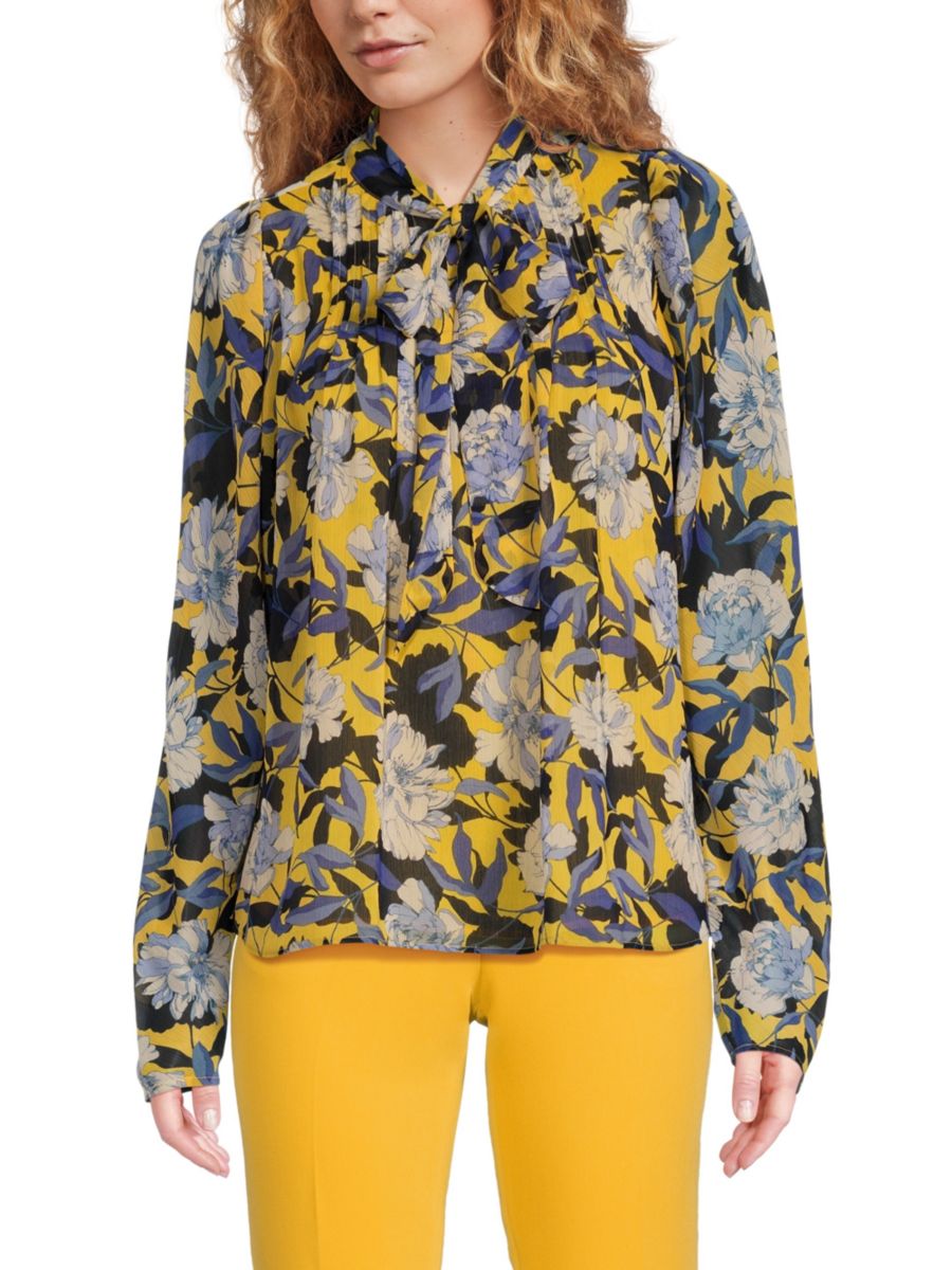 

Топ с цветочным принтом и защипами Tommy Hilfiger, цвет Maize Multi