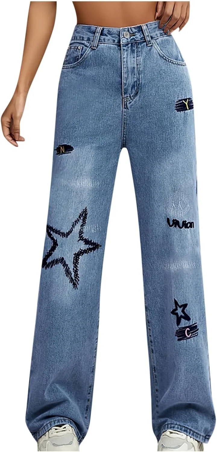 

Прямые широкие джинсы с высокой талией для женщин JOAU