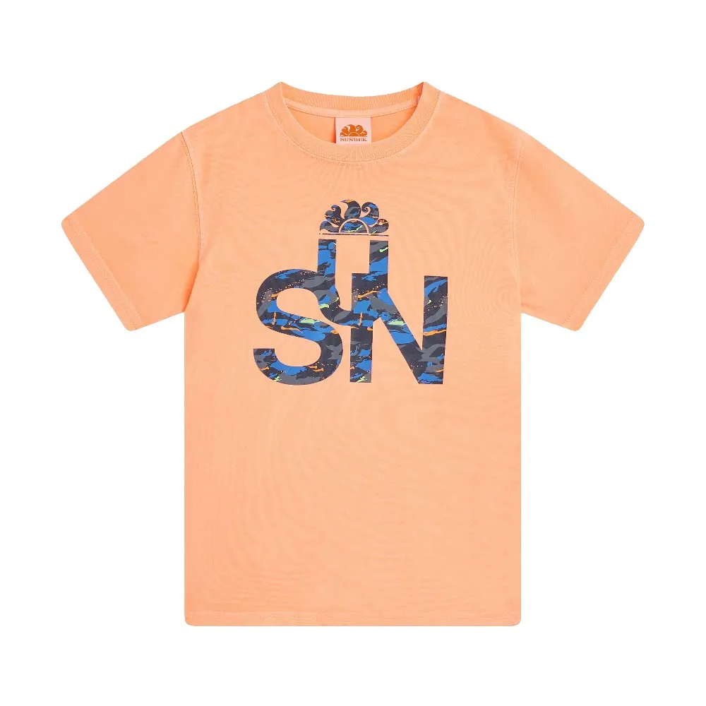 

Футболка Sundek Garment-dyed with camou print logo, оранжевый