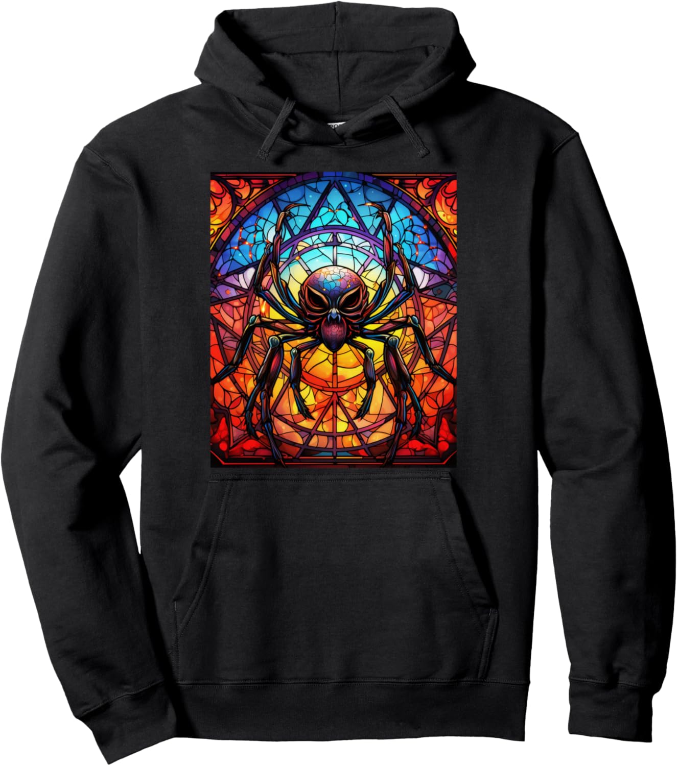 

Худи с изображением паука из витражного стекла на Хэллоуин Halloween Autumn Fall Apparel Co., черный