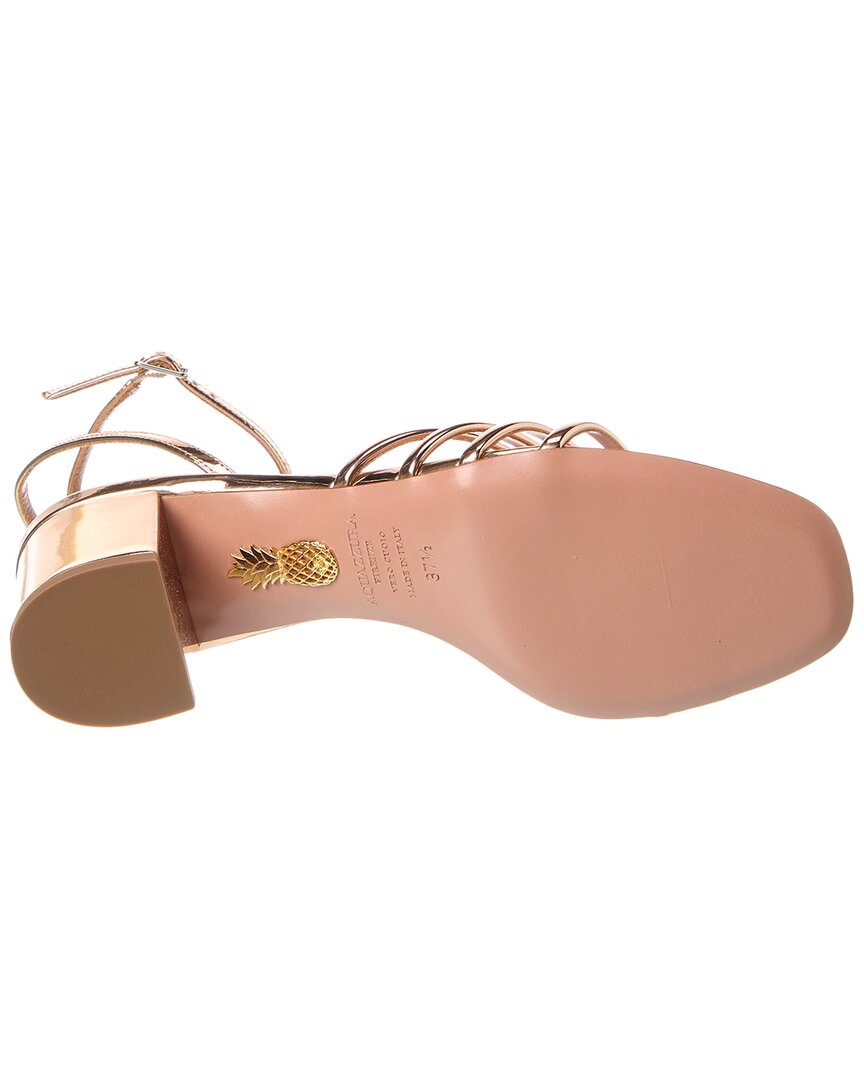 Aquazzura Leather Sandal, золотой — фото 4