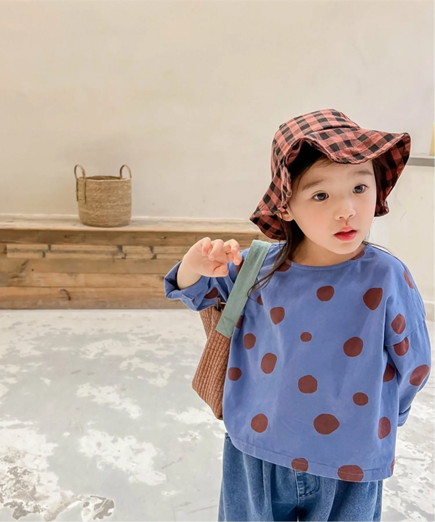 Милая блузка в горошек в ретро-стиле Aimoha Kids, цвет Blue