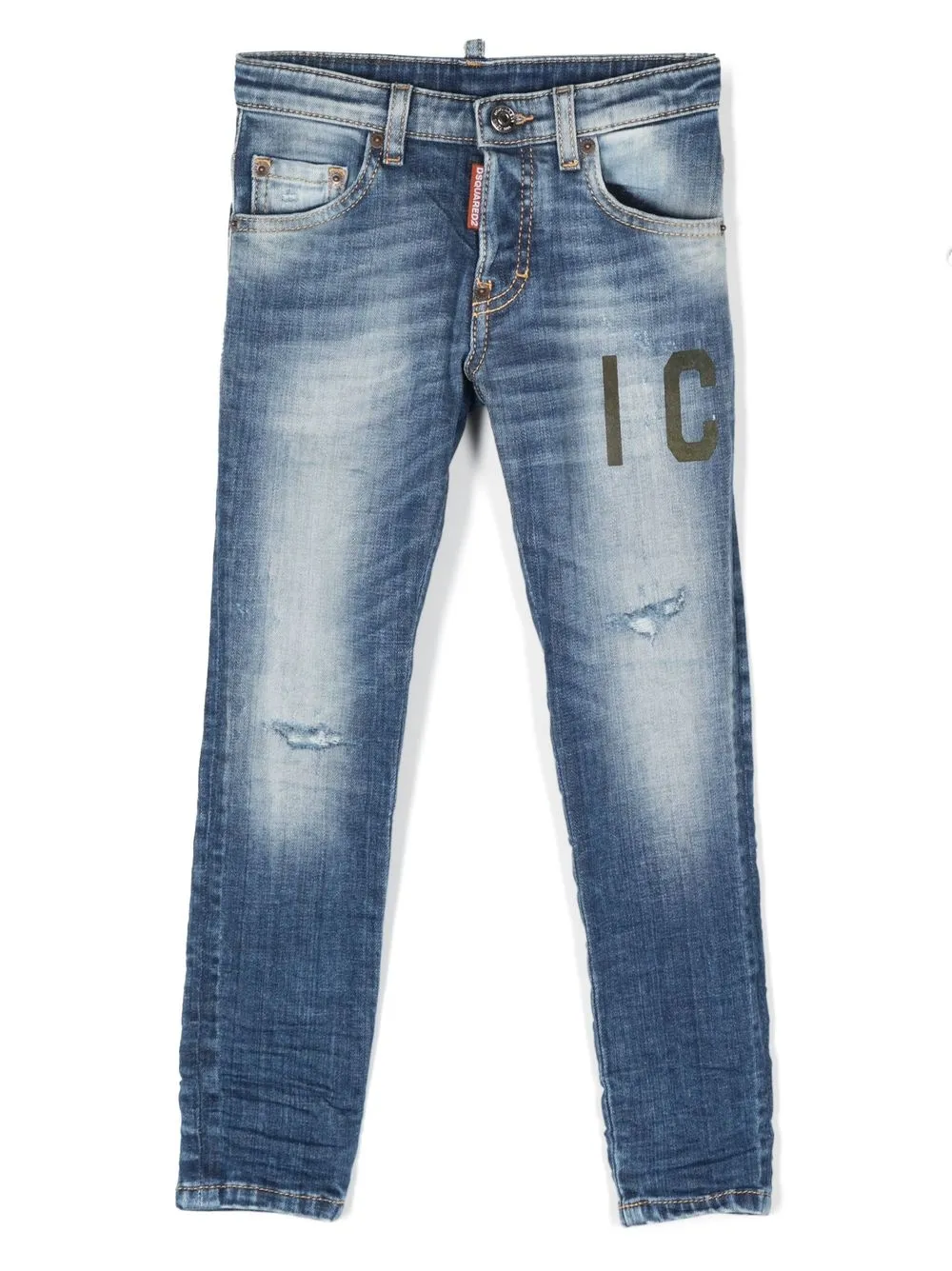 

Узкие джинсы с принтом Icon DSQUARED2 KIDS, синий