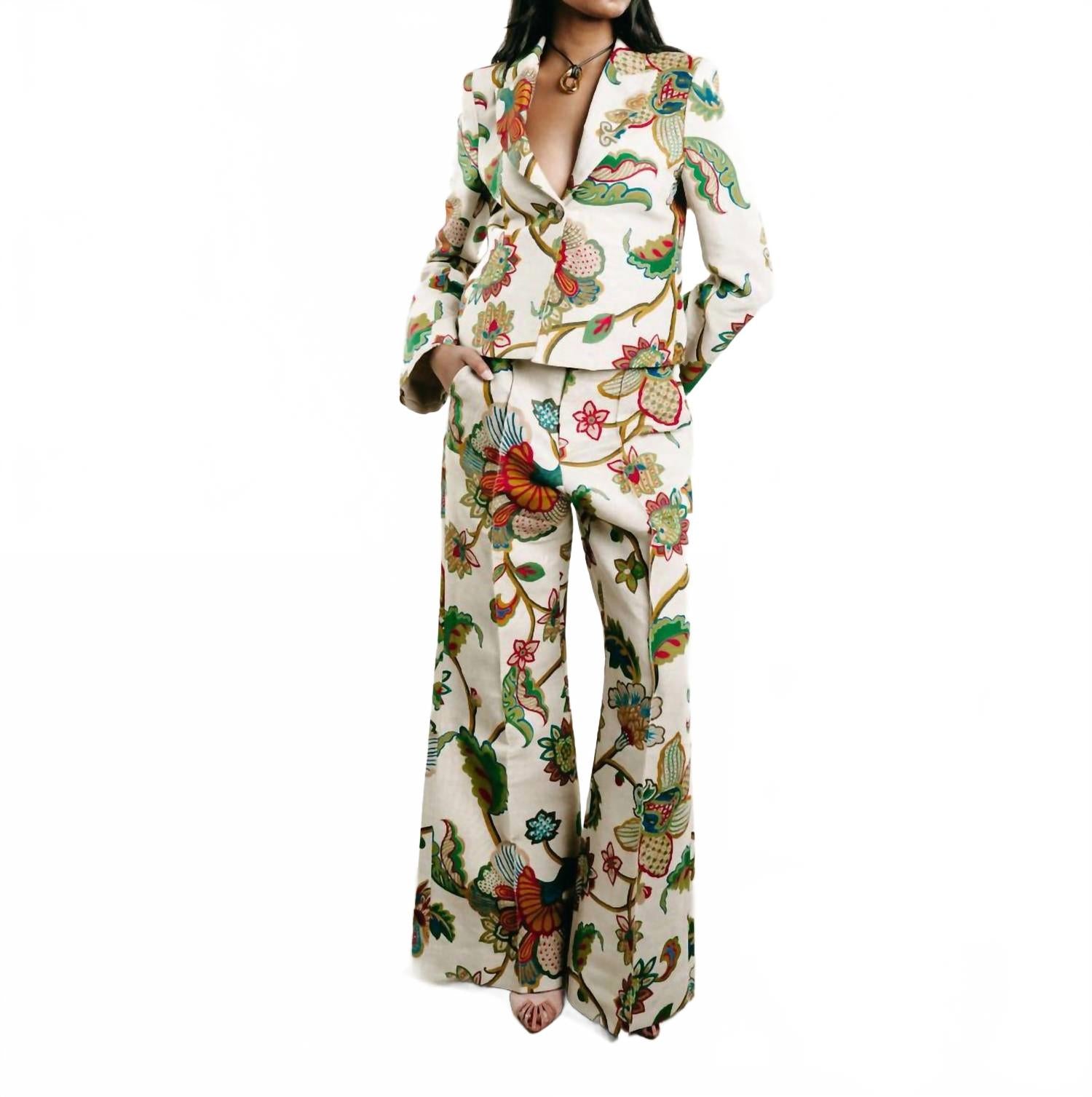 

Панельные расклешенные брюки с цветочным жаккардом Rosie Assoulin, Floral Tapestry