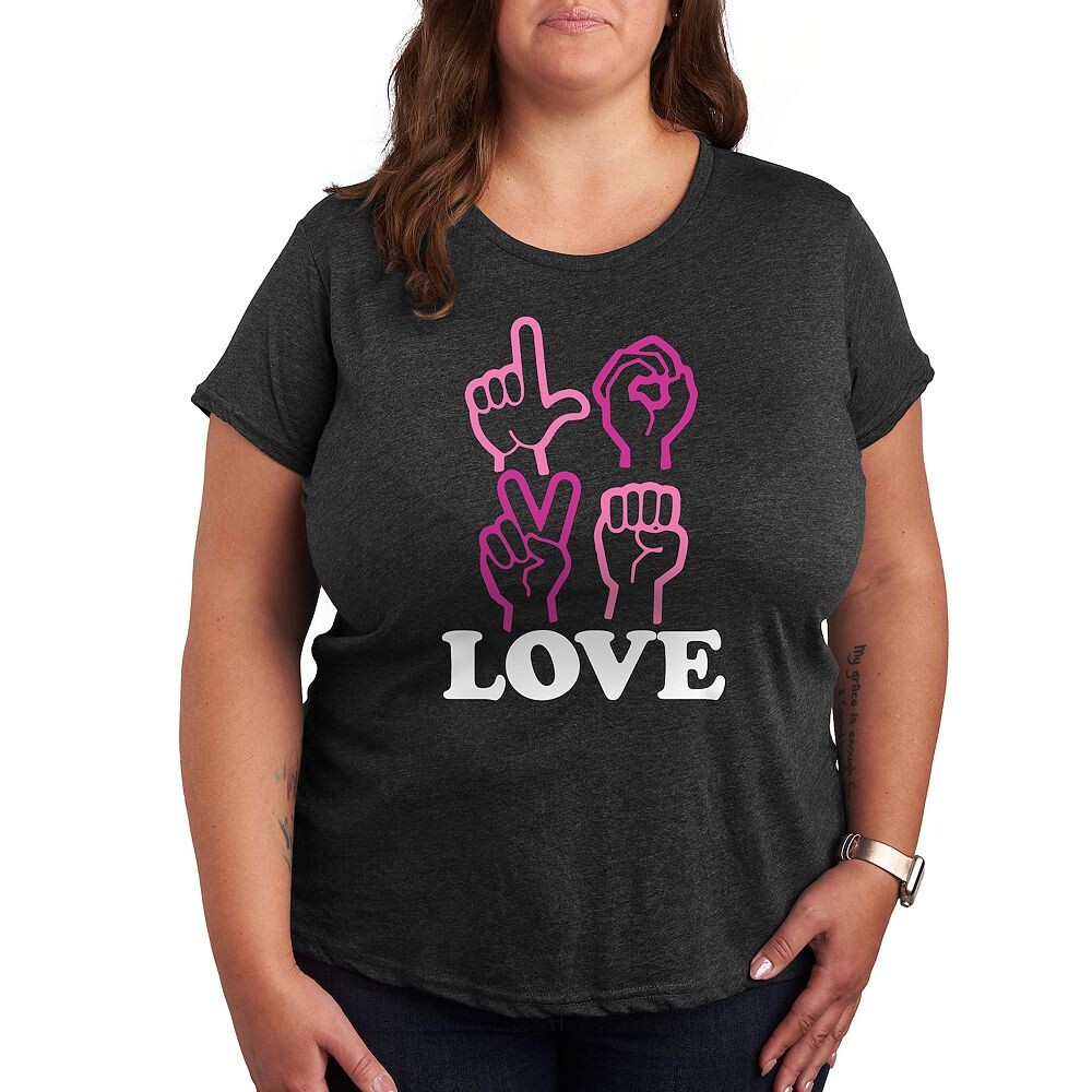 

Футболка Plus с рисунком языка жестов Love Licensed Character, цвет Heather Charcoal