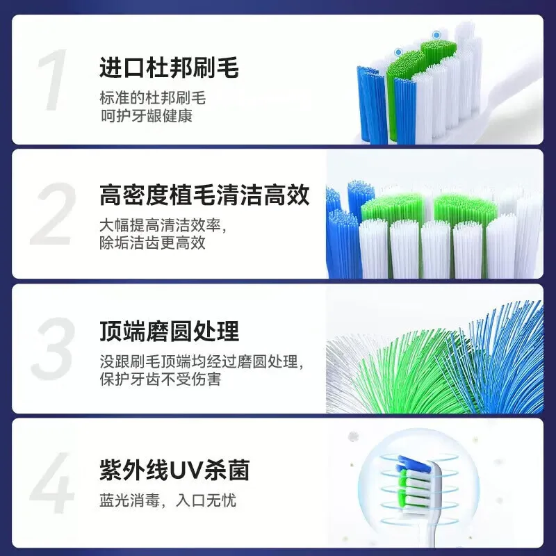 Сменные насадки для зубной щетки SICHENG, Standard Cleaning Type White 8 Pcs — фото 4