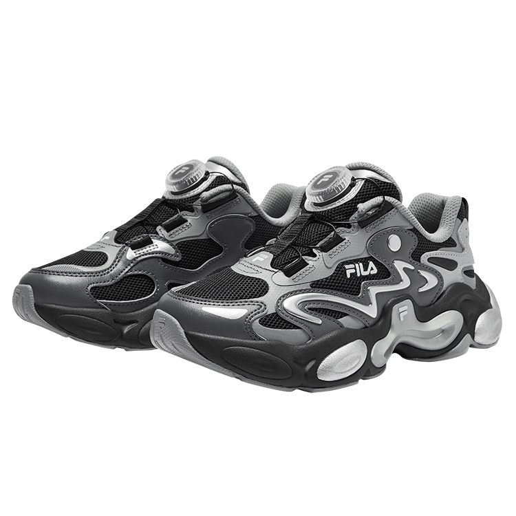 FILA KIDS Беговые кроссовки BOA с противоскользящей подошвой, амортизацией, износостойкие, с эффектом отскока, низкие, черный/castle gray, детские — фото 3