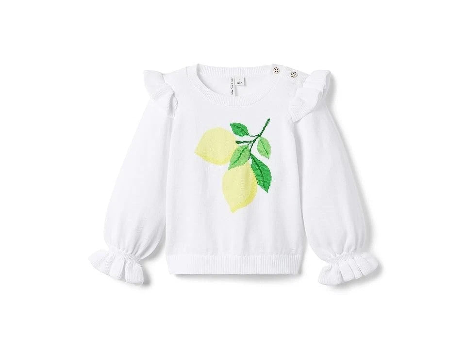 

Детский свитер Janie and Jack Lemon, белый, с оборками и круглым вырезом, цвет RED51