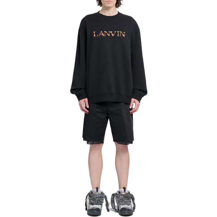 Толстовка с круглым вырезом и вышитым логотипом Lanvin, черный — фото 4