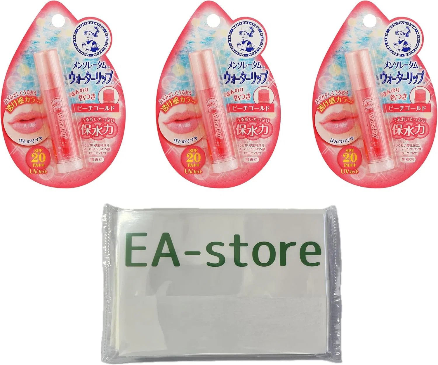 Набор бальзамов для губ Mentholatum Water Lip 3 шт. персиковый золотой