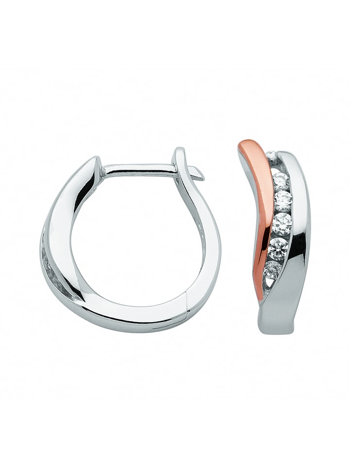 

Adeliás Женские серьги-кольца из серебра 925 пробы с цирконием, диаметр 13,3 мм