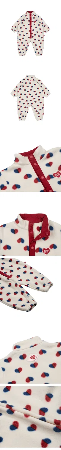 Детский флисовый комбинезон с сердечками Baby Red Blue Heart кремовый от Belita&Boys — фото 3