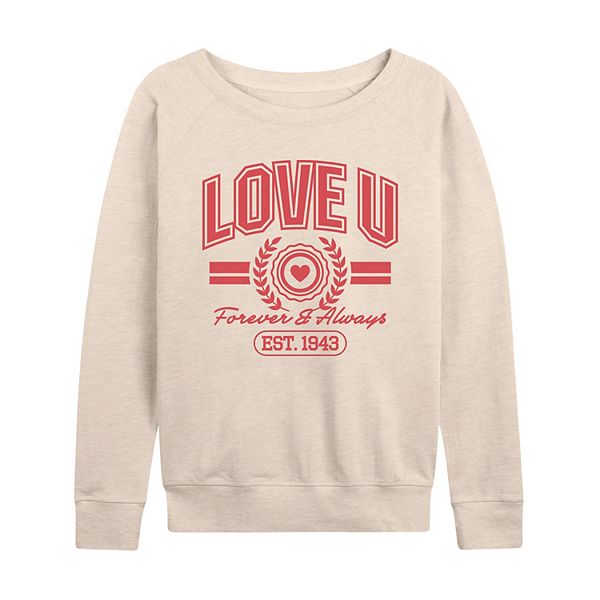

Женская футболка с длинным рукавом Love U Forever & Always Collegiate French Terry Licensed Character, Beige