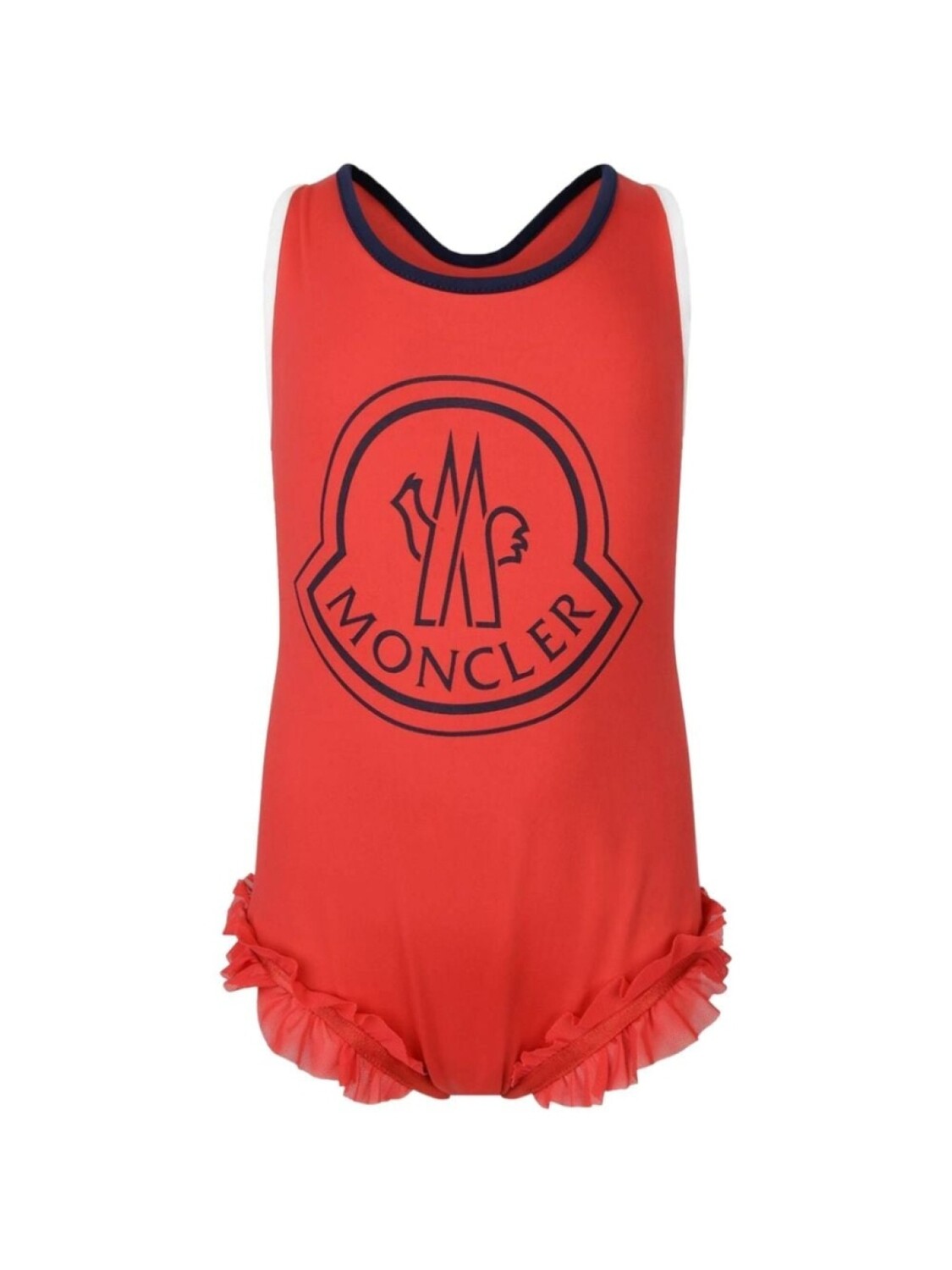 

Moncler Enfant купальник с оборками и логотипом, красный