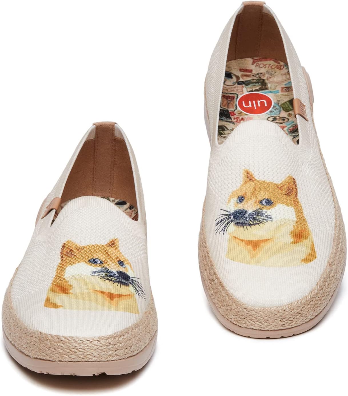 Мужские эспадрильи UIN Slip Ons- легкие прогулочные повседневные лоферы, удобные, с ручной росписью, серия Marbella, Marbellaⅱ-hi Shiba Inu — фото 3