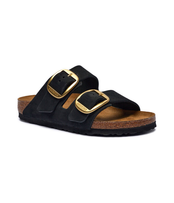 Тапочки кожаные Birkenstock Eva Arizona с большой пряжкой, черный