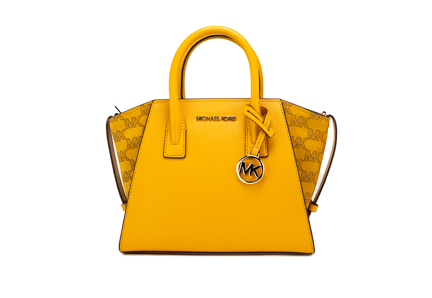 

Сумка-портфель Avril Small Honeycomb Leather Suede Top на молнии через плечо, желтая Michael Kors