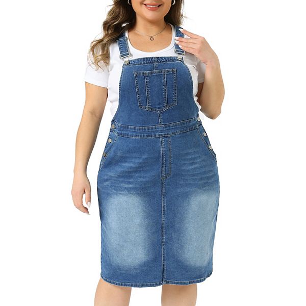 

Женское платье-комбинезон деним plus size с регулируемыми лямками и боковыми карманами Agnes Orinda