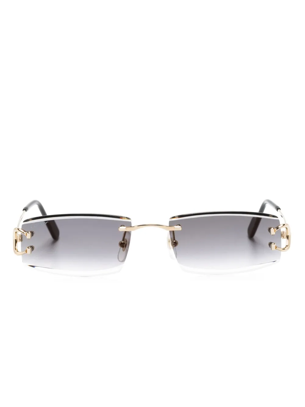 

Солнцезащитные очки в прямоугольной безободковой оправе Cartier Eyewear, золотой