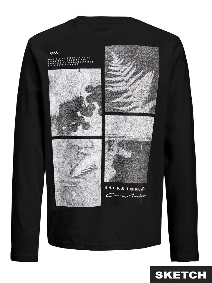 JACK & JONES Junior Футболка с длинными рукавами JCOPOINT BACK IMAGERY TEE LS CN JNR черного цвета — фото 2