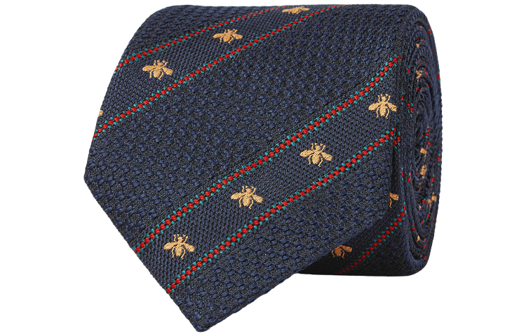 Галстук из шелкового жаккарда Bee and Web GUCCI, starry sky shopping bag — фото 3