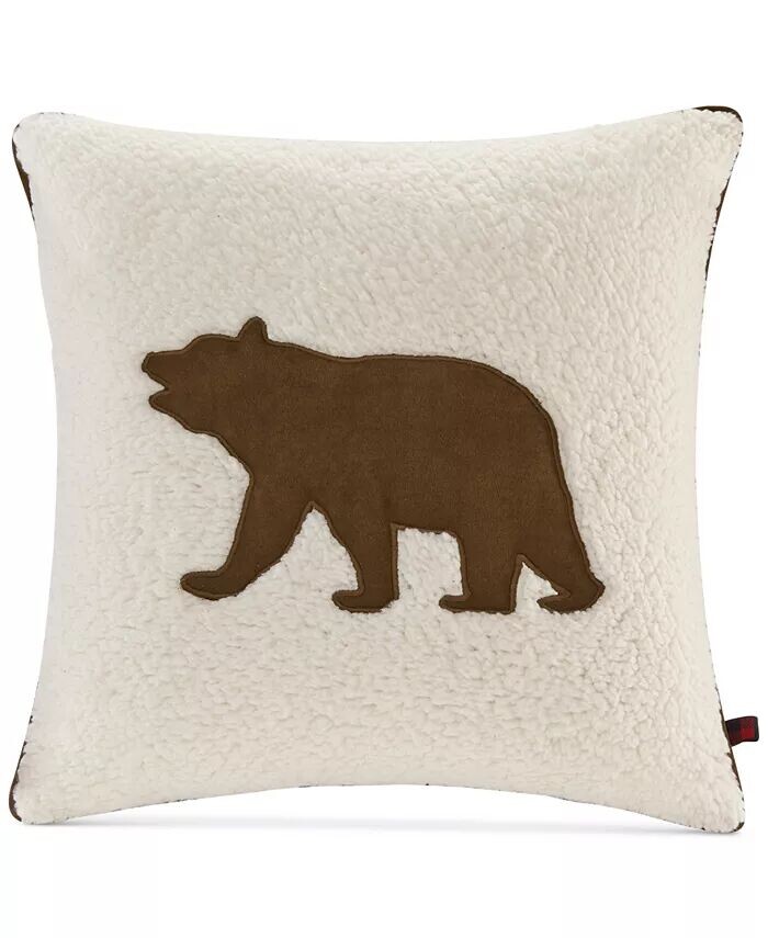 

Двусторонняя декоративная подушка «Медведь», 18 x 18 дюймов Woolrich, белый
