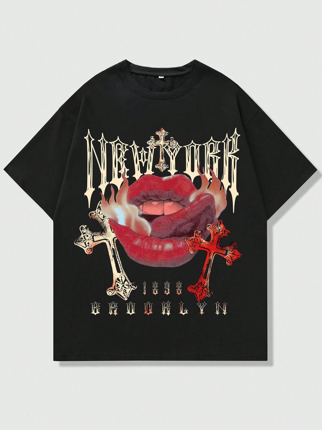 

Футболка потертая мужская Romwe Street Life с принтом крестов и букв, черный