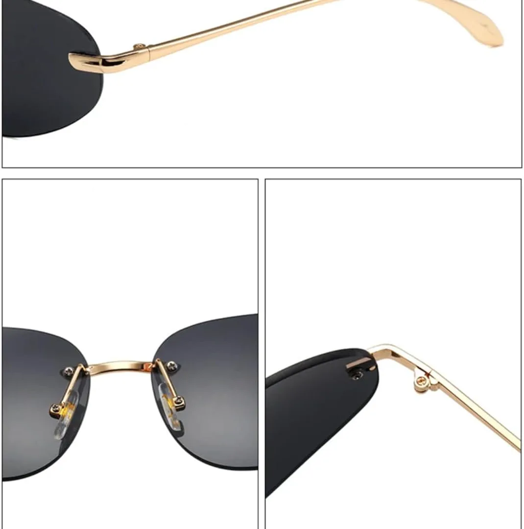 

Винтажные солнцезащитные очки без оправы с металлическими заклепками для женщин и мужчин, в стиле панк, роскошные, с защитой от УФ-излучения UV400 HHZZYVY, Silver