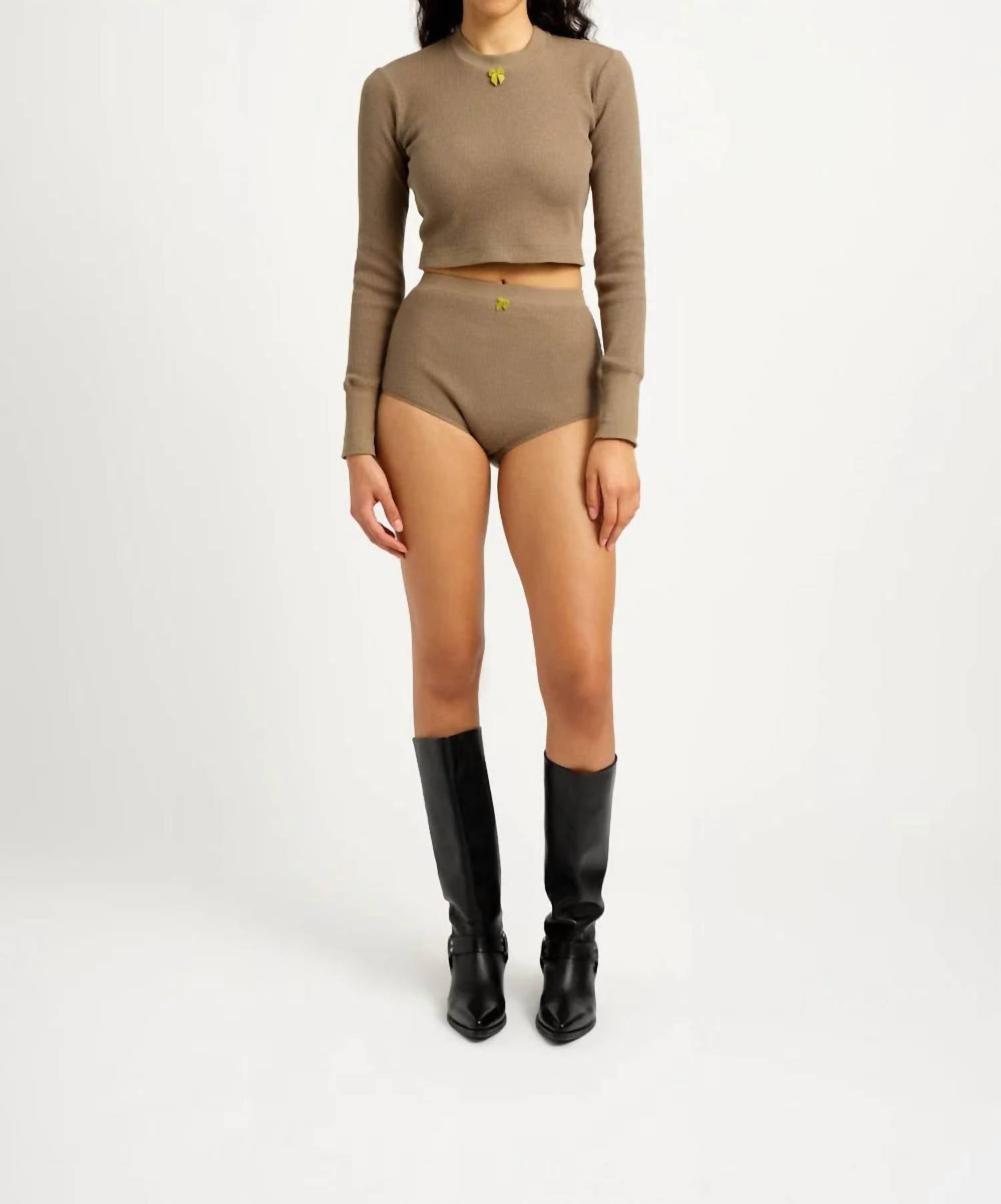 

Вафельный топ «Юрий» оливкового цвета Eliza Faulkner, оливковый