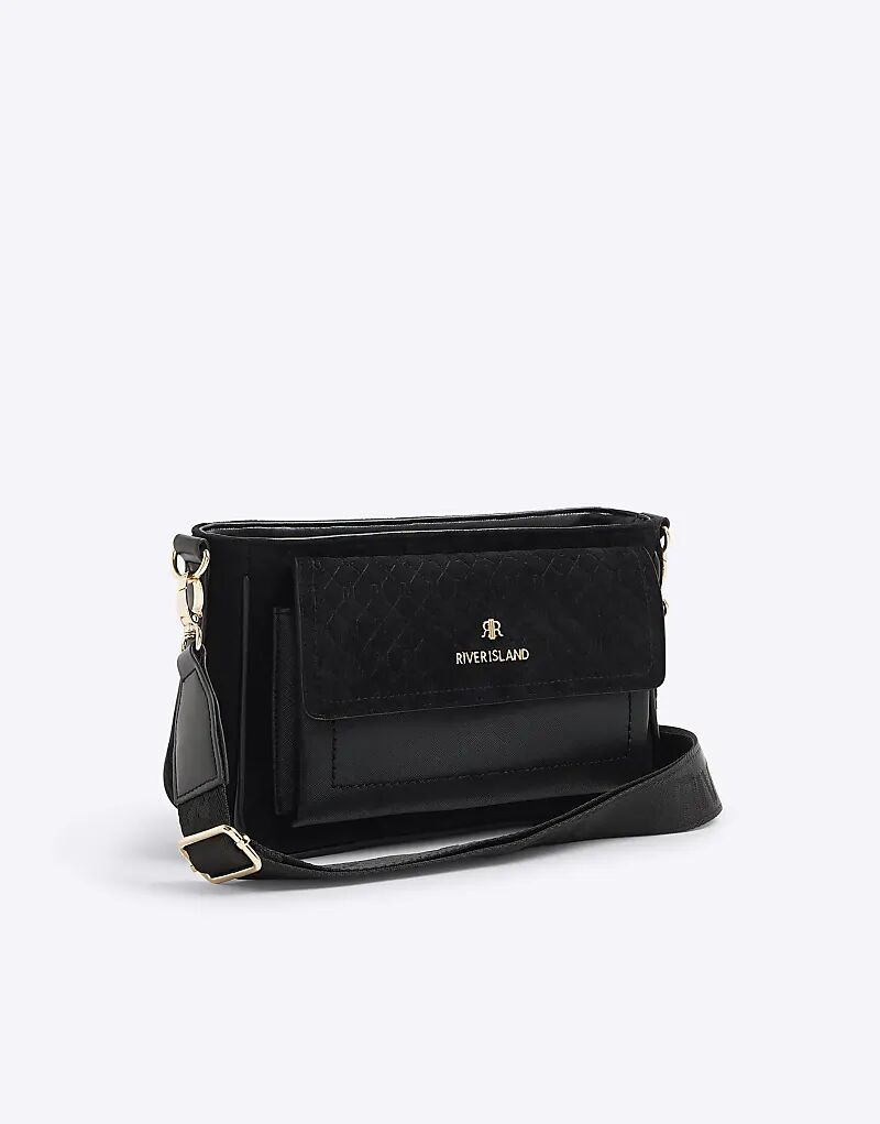 

Сумка через плечо River Island Monogram из искусственной замши черного цвета
