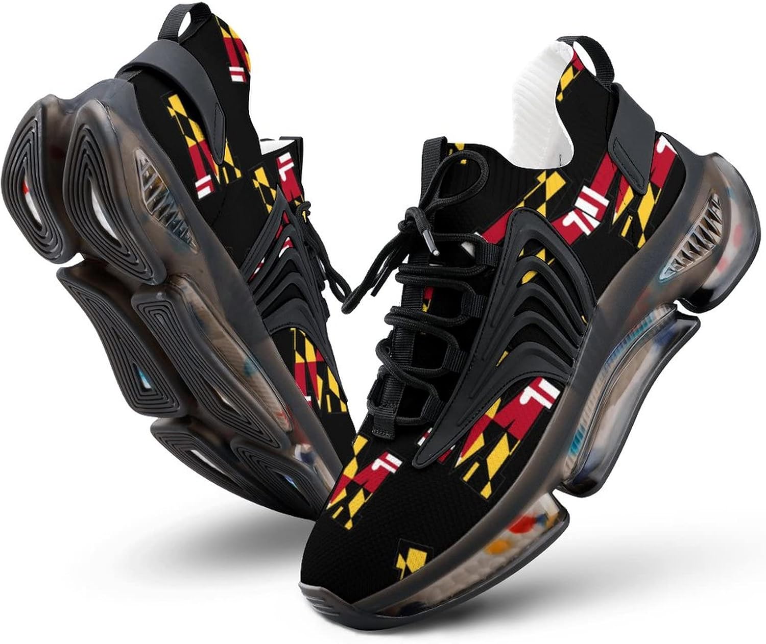 

Мужские кроссовки на шнуровке с флагом Мэриленда, размер M, для бега, ходьбы, тенниса, спорта и тренировок, дышащие Weedkeycat, черный