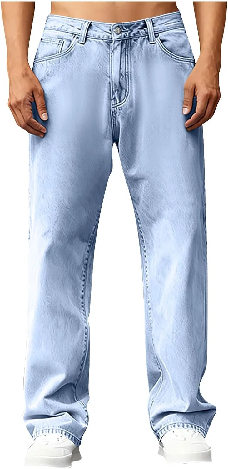 Джинсы широкие Mens Wide Leg Jeans, Sky Blue