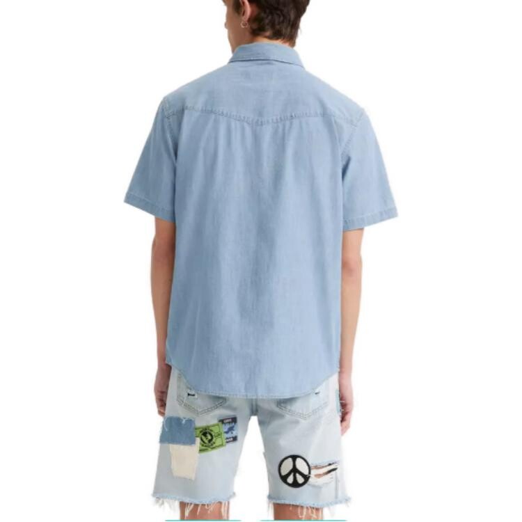 Рубашка Levi's Short Sleeve Relaxed Fit Western, светло-синий — фото 4