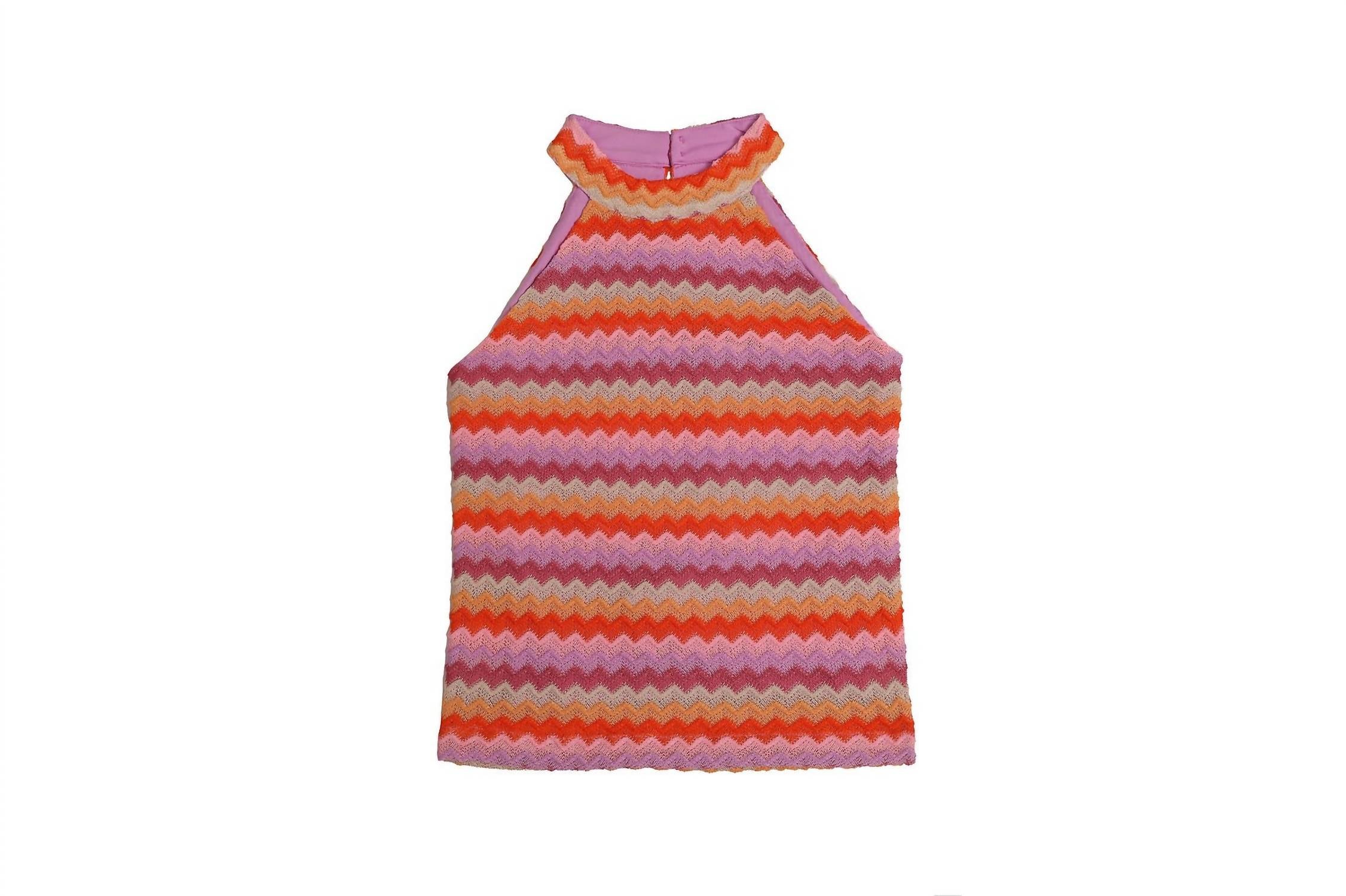 

Топ-халтер для девочек, связанный крючком зигзагом, фиолетовый многоцветный Mia, Purple Multi