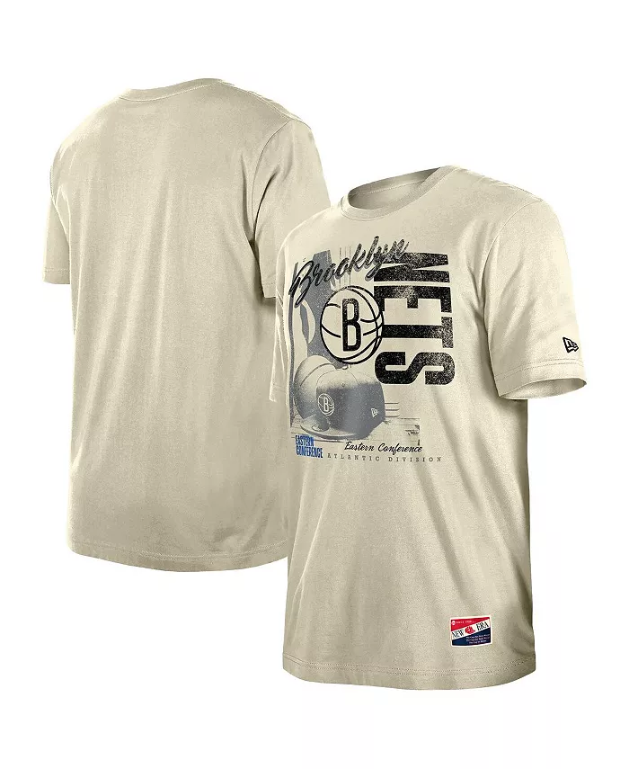 

Мужская футболка Brooklyn Nets в винтажном стиле с эффектом поношенности, кремового цвета New Era