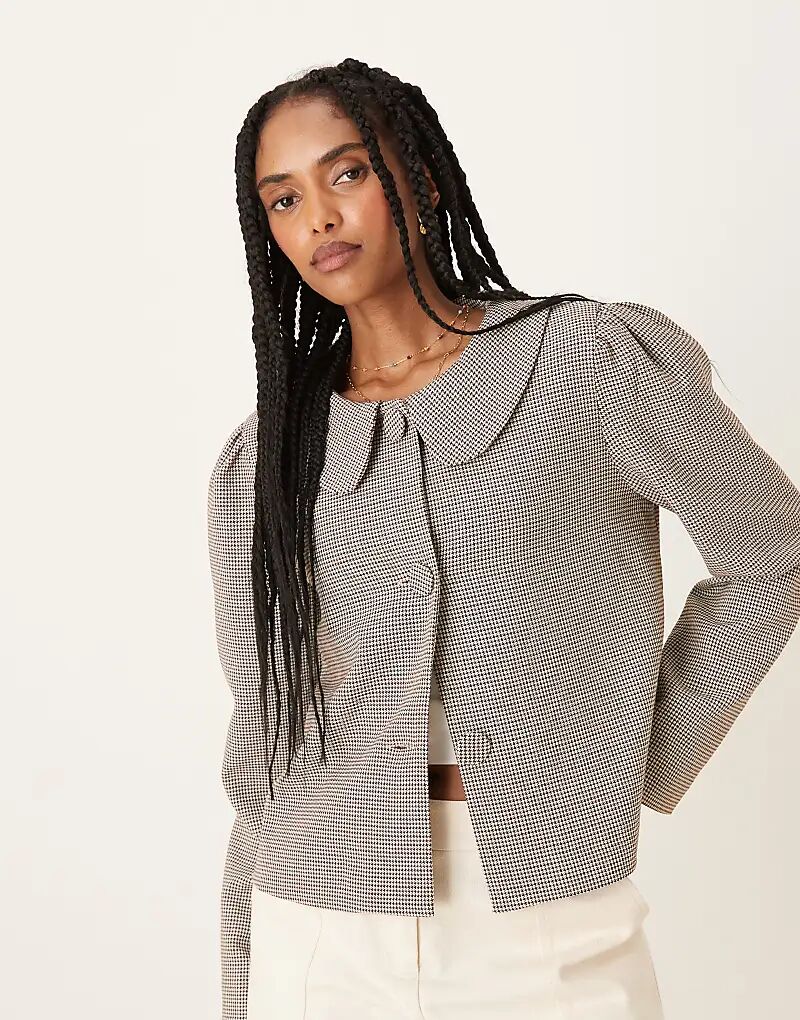 

Glamorous укороченное пальто в стиле «горох» коричневого цвета с узором «собачья лапка»