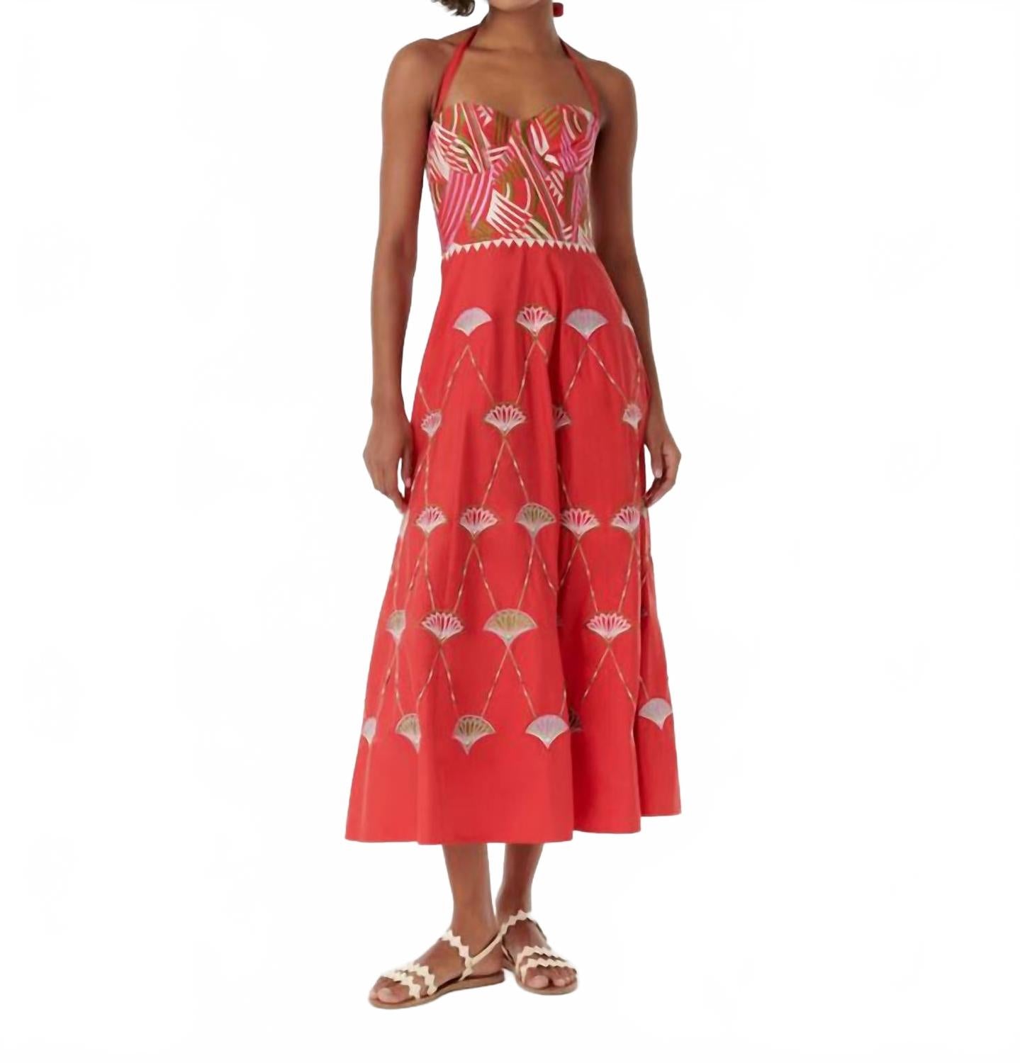 

Лотти Японское платье "Павлин" в красном цвете Emporio Sirenuse