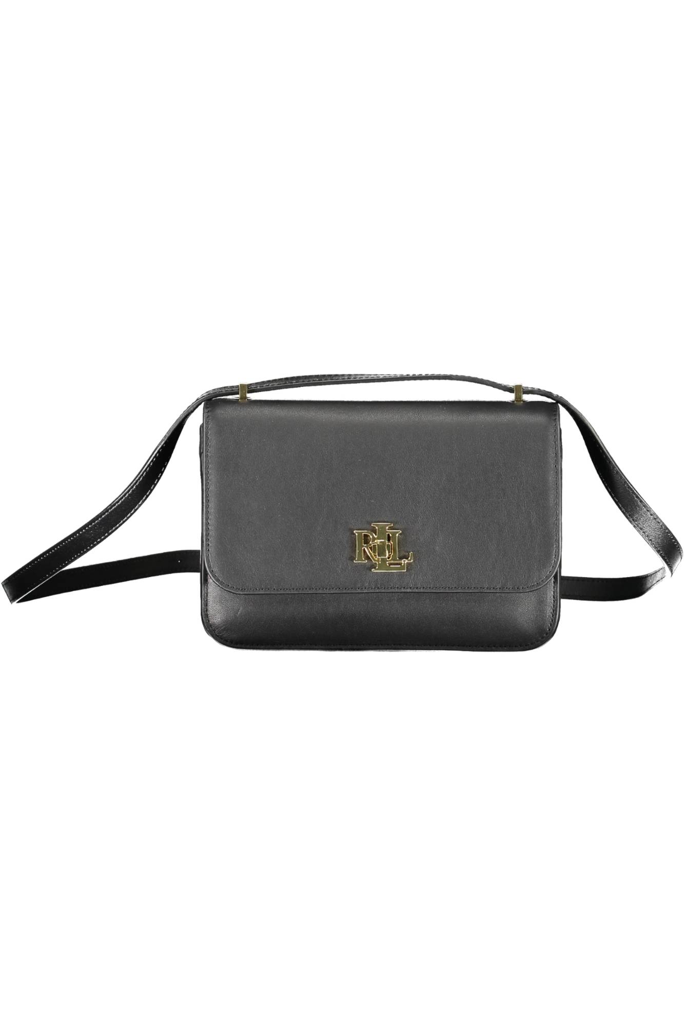 

Женская сумка Ralph Lauren кожаная с золотой монограммой, черный