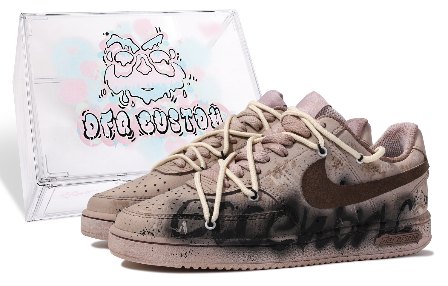

Кроссовки Nike Court Vision 1 Skateboard Shoes Women's Low-Top Brown White