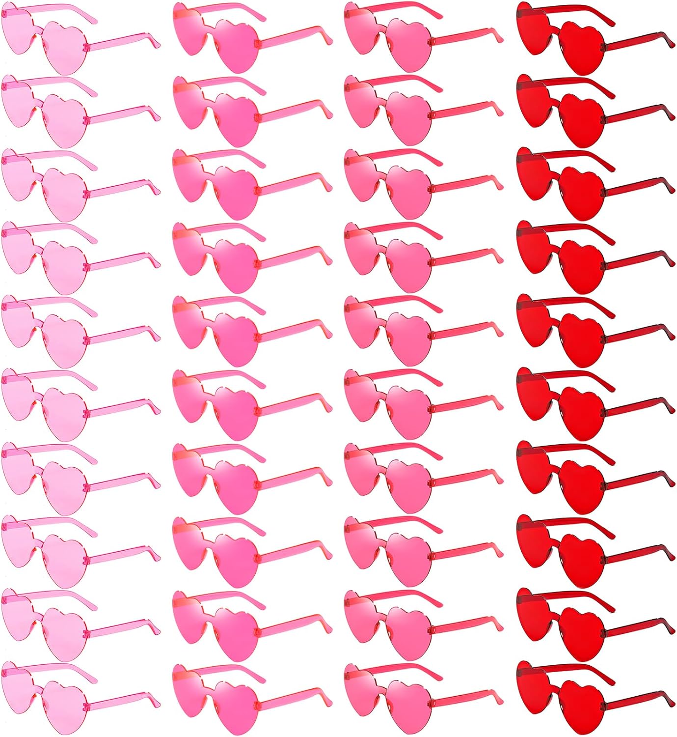 

40 пар солнцезащитных очков в форме сердца оптом, красочные безободковые солнцезащитные очки в форме сердца для женщин, сувениры для вечеринок YWL, Red, Pink, Hot Pink, Peach