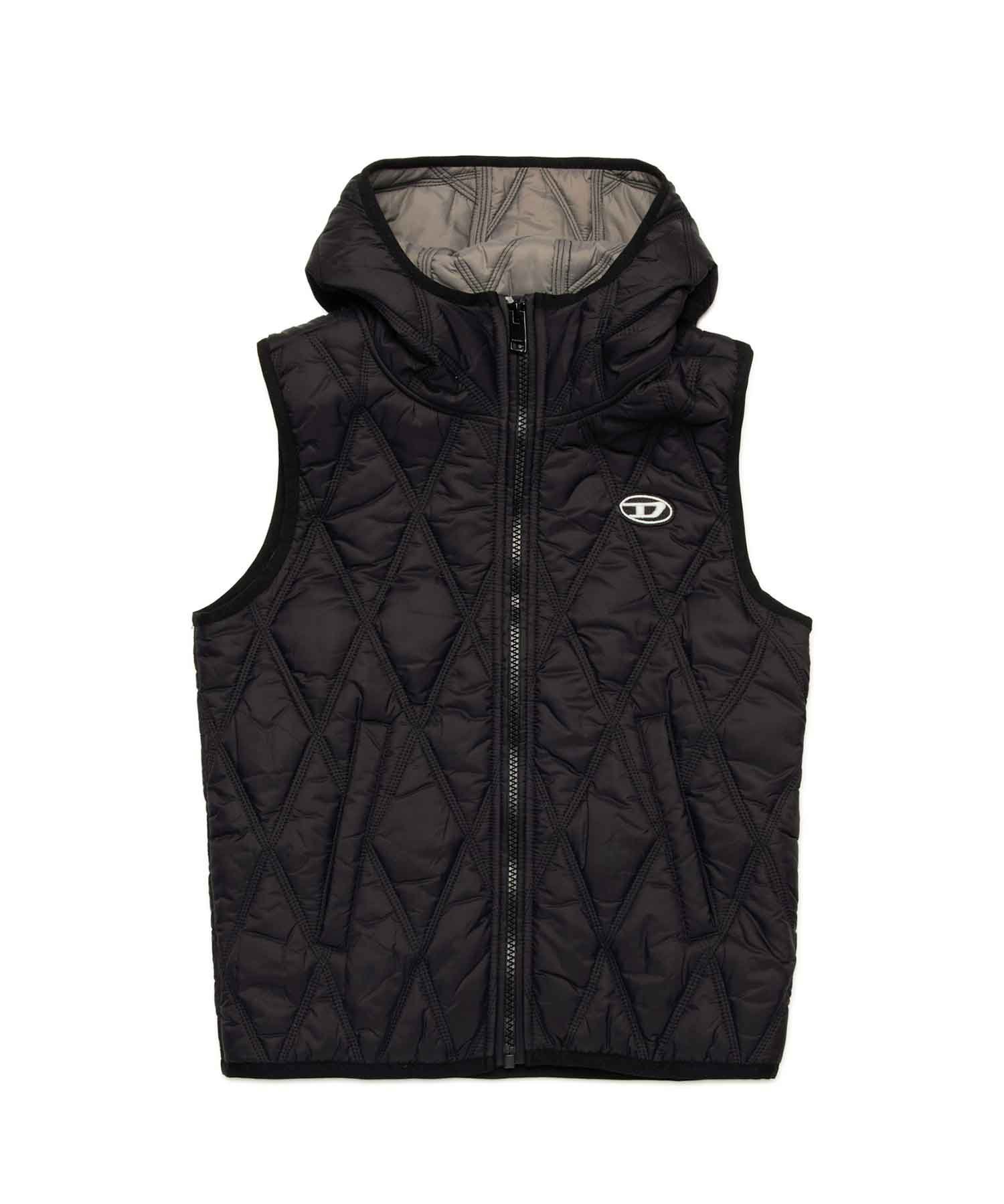 Детский жилет с капюшоном и логотипом бренда для подростков и детей младшего возраста. Diesel, black — фото 4