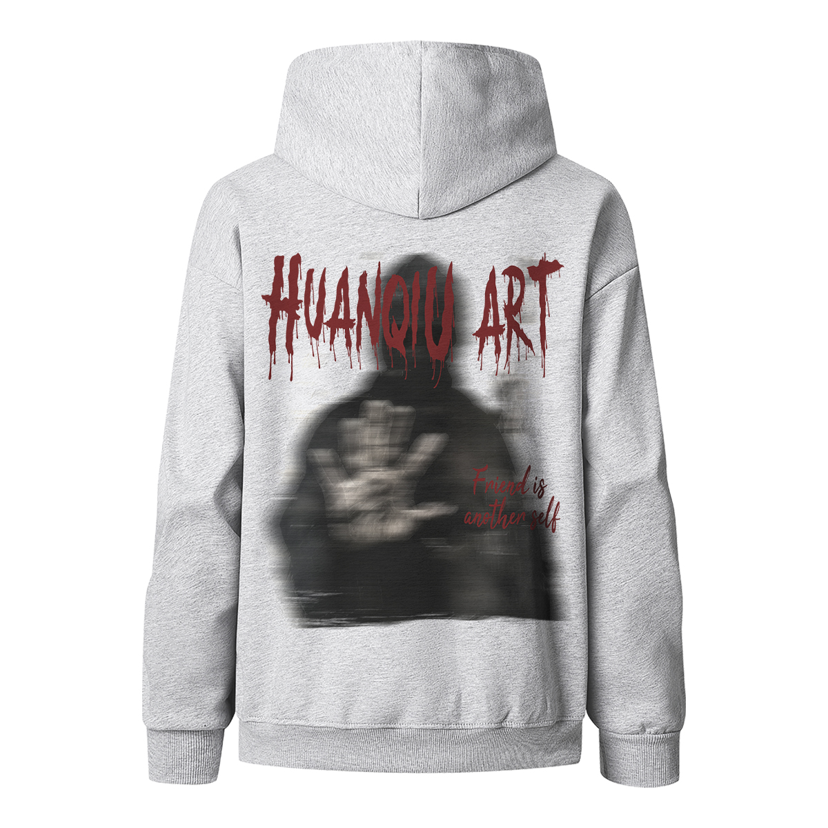 

Толстовка Unisex Hooded Moderate Heavyweight HUANQIU, белый heather серый