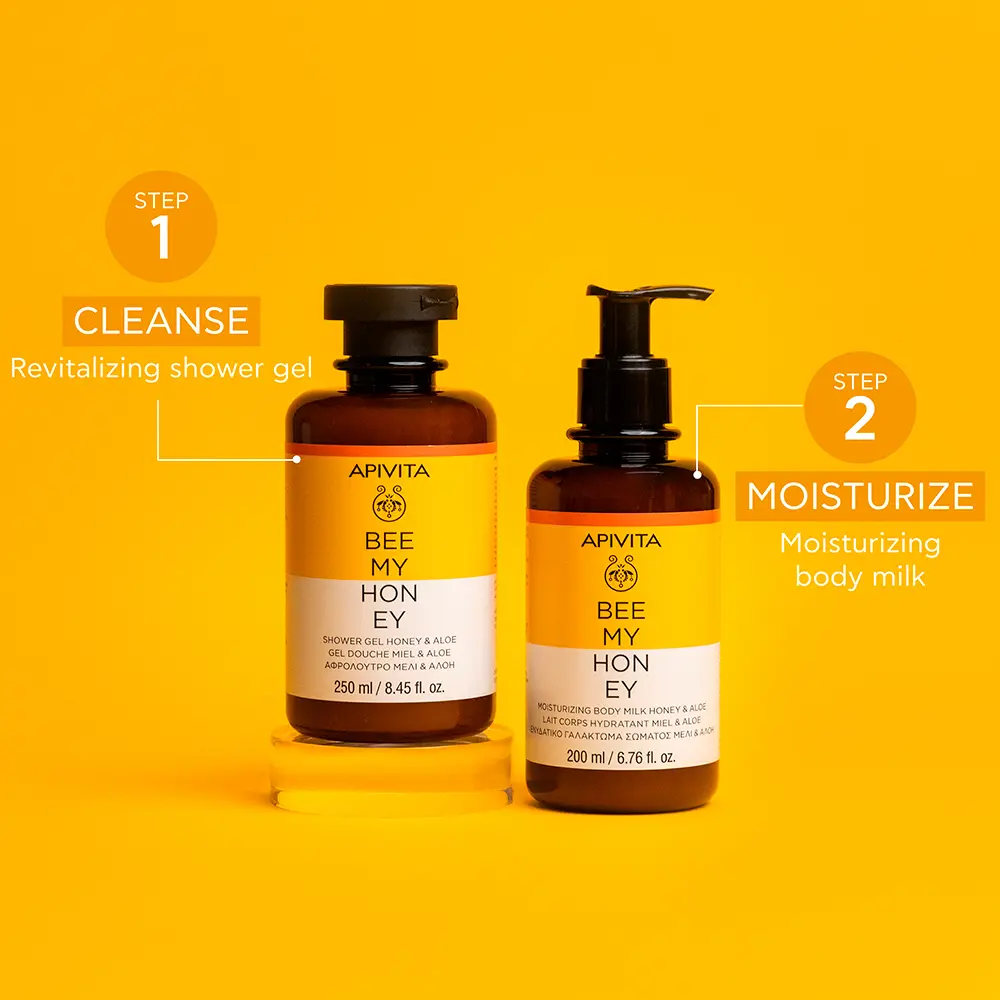 Гель для душа Bee my honey gel de baño con miel, aloe y aceites esenciales - limpia suavemente la piel Apivita, 250 мл. — фото 4