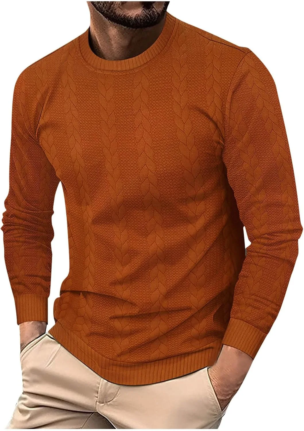 Мужская однотонная винтажная рубашка с длинным рукавом Slim Fit — фото 2