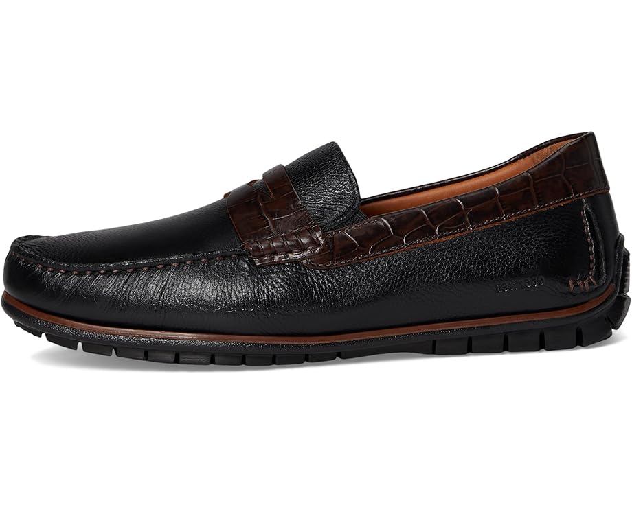 Лоферы Johnston & Murphy Cort 2.0 Penny, цвет Black Full Grain/Dark Brown Croc Embossed Full Grain — фото 4